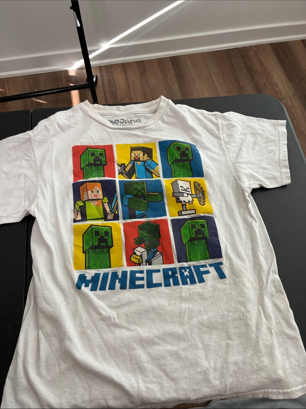 Boys' White Graphic Tee - Colorful Creeper Panel